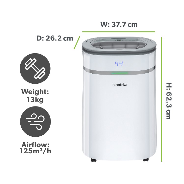 GRADE A2 - electriQ 12L Low-Energy Laundry Smart Dehumidifier