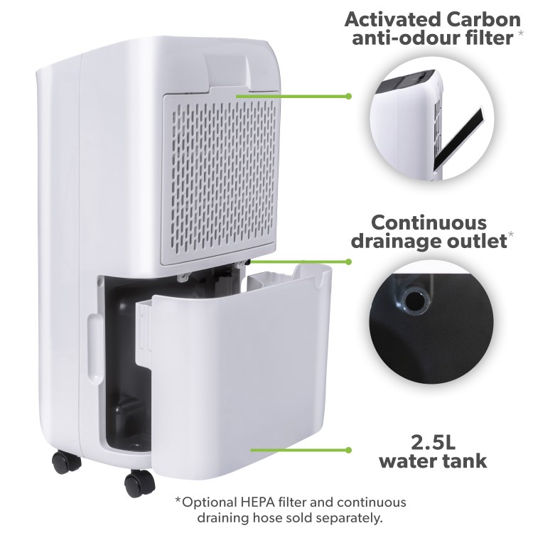 Refurbished electriQ 12 Litre Smart App Alexa Dehumidifier with Digital Humidistat and Air Purifier