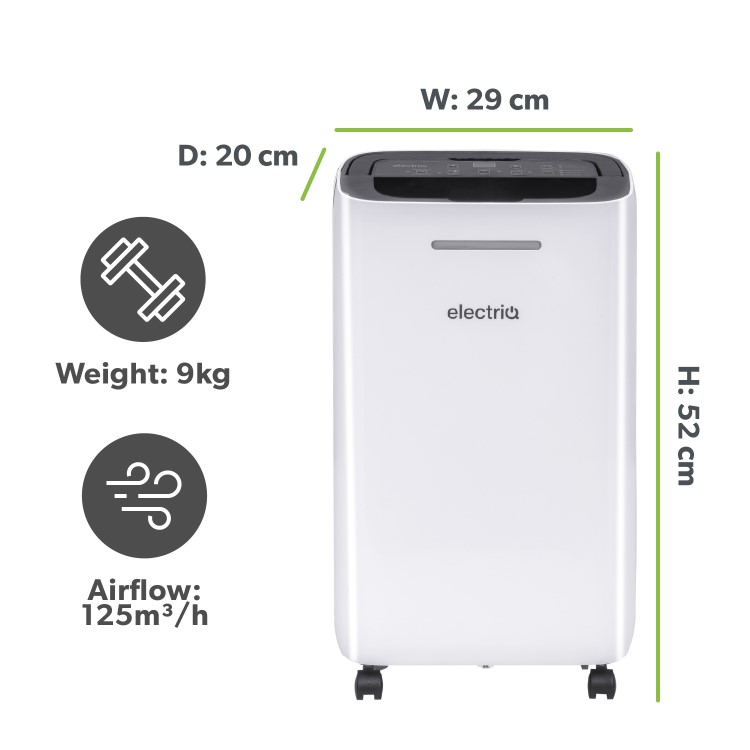 Refurbished electriQ 12 Litre Smart App Alexa Dehumidifier with Digital Humidistat and Air Purifier