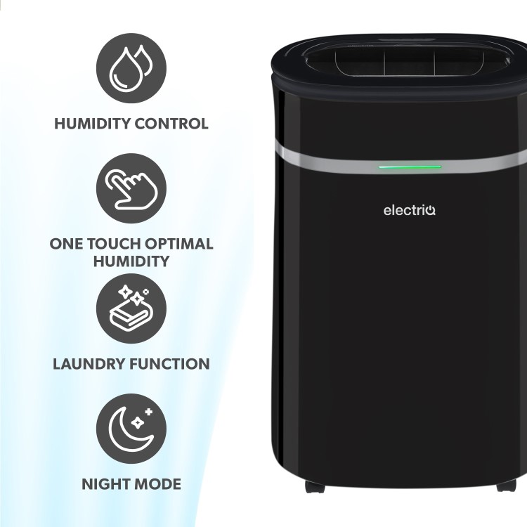 electriQ 20L Low-Energy Quiet Laundry Dehumidifier - Black