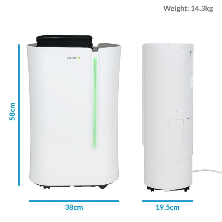 GRADE A3 - electriQ CD20L 20L Dehumidifier with Humidistat Great for 2-5 bed house