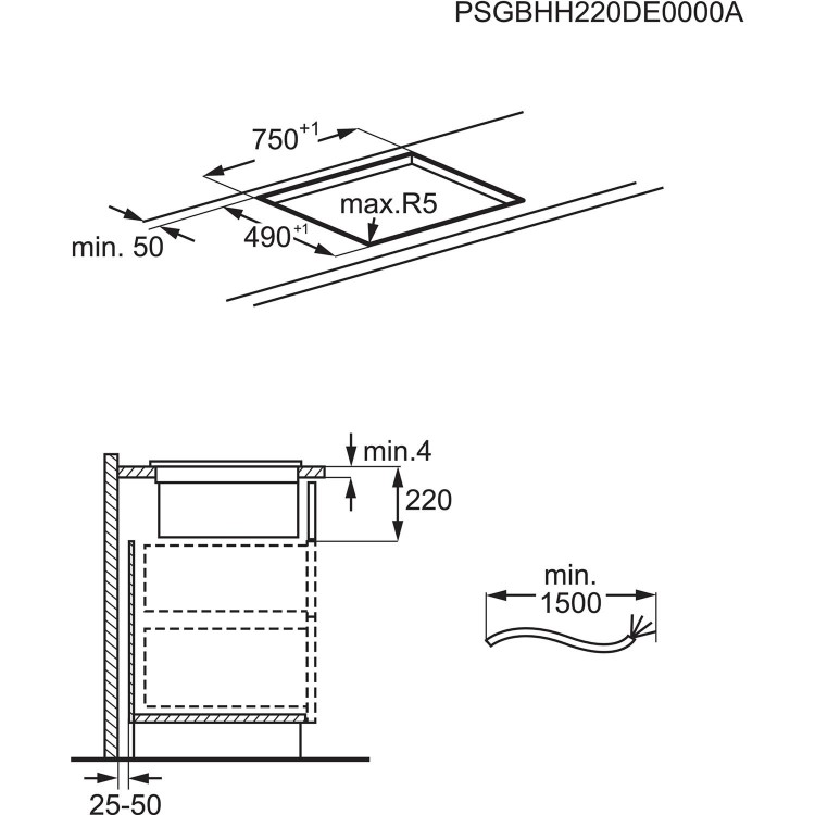 AEG 6000 Series 78cm 4 Zone Venting Induction Hob - Duct Out Only