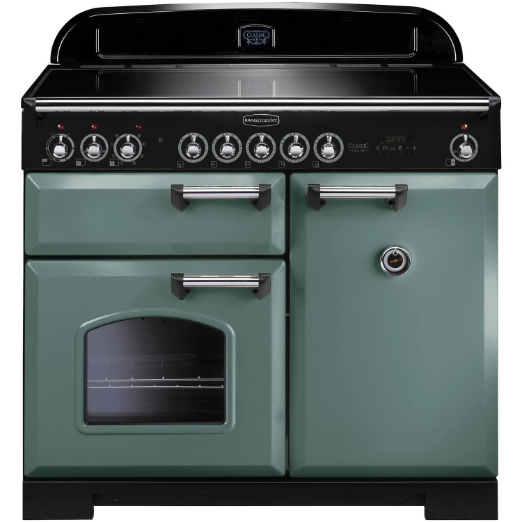 Rangemaster Classic Deluxe 100cm Electric Range Cooker - Mineral Green