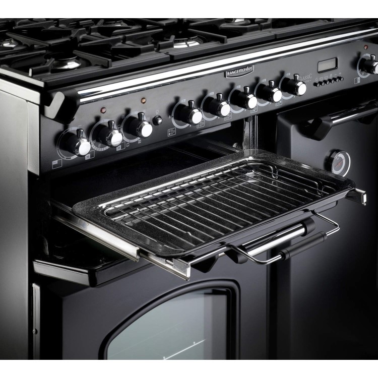 Rangemaster 100890 Classic Deluxe 90cm Electric Range Cooker with Ceramic Hob - Olive Green