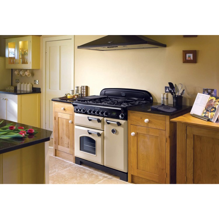 Rangemaster 100890 Classic Deluxe 90cm Electric Range Cooker with Ceramic Hob - Olive Green