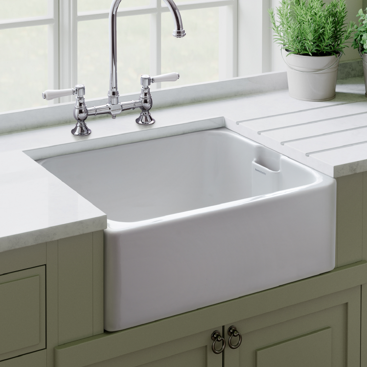 Rangemaster Belfast Single Bowl White Ceramic Kitchen Sink