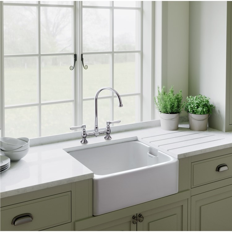 Rangemaster Belfast Single Bowl White Ceramic Kitchen Sink