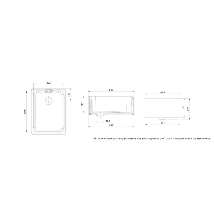 Rangemaster Belfast Single Bowl White Ceramic Kitchen Sink