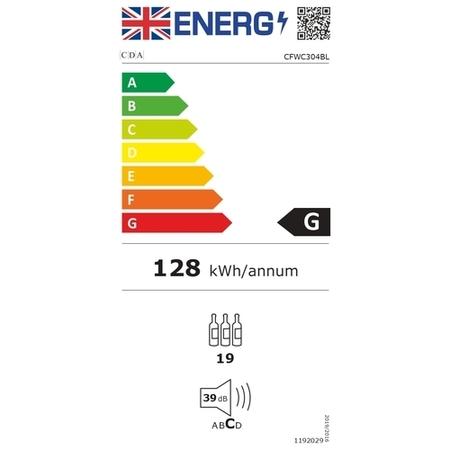 Refurbished CDA CFWC304BL Freestanding 19 Bottle Single Zone Under Counter Wine Cooler Black