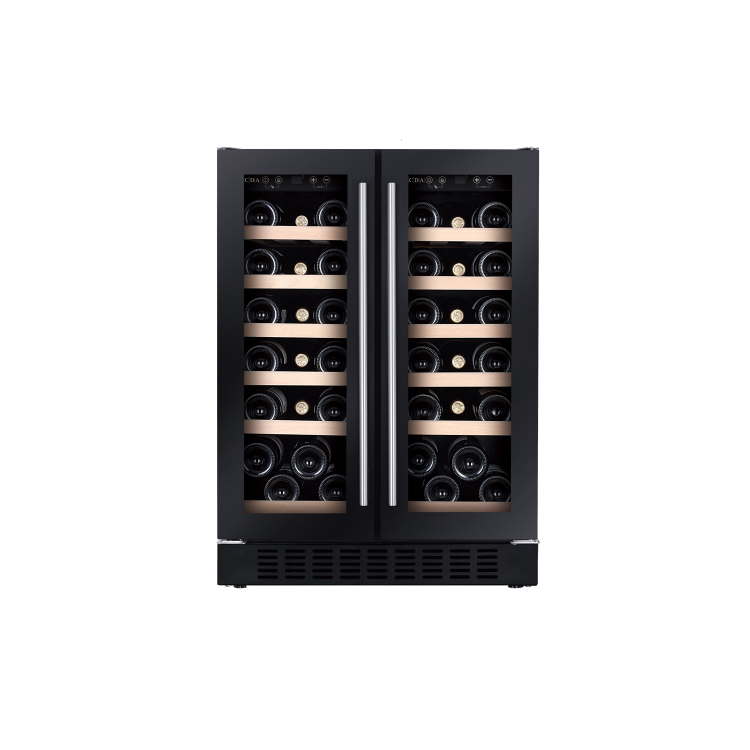 CDA 40 Bottle Capacity  Dual Zone Freestanding 60cm Under Counter Wine Cooler - Black