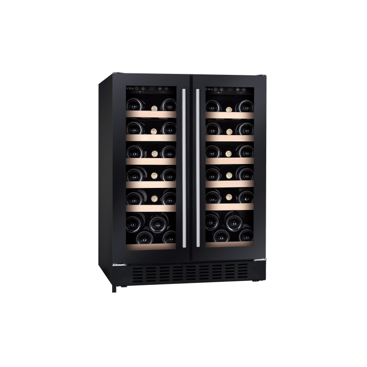 CDA 40 Bottle Capacity  Dual Zone Freestanding 60cm Under Counter Wine Cooler - Black