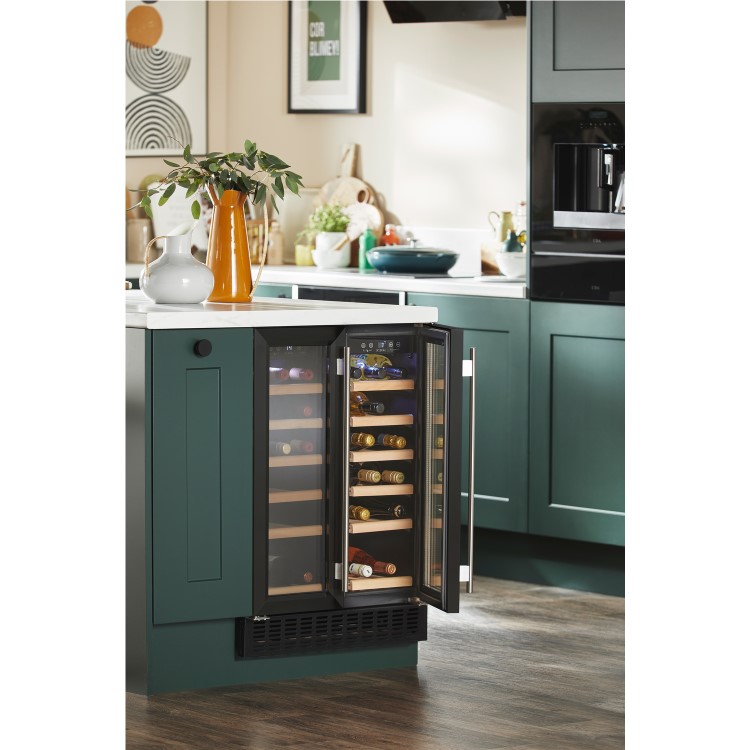 CDA 40 Bottle Capacity  Dual Zone Freestanding 60cm Under Counter Wine Cooler - Black