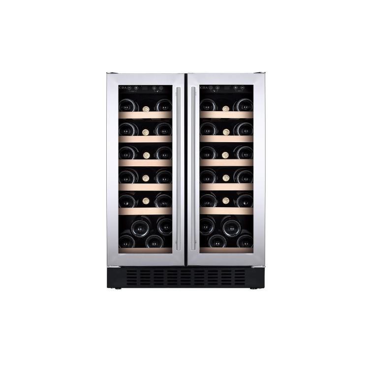 CDA 40 Bottle Freestanding Under Counter Wine Cooler Dual Zone 60cm Wide 82cm Tall - Stainless Steel