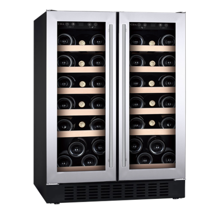 CDA 40 Bottle Freestanding Under Counter Wine Cooler Dual Zone 60cm Wide 82cm Tall - Stainless Steel