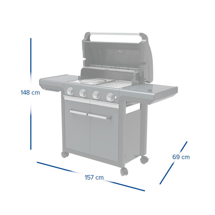 Campingaz 4 Series Premium S - 4 Burner Gas BBQ Grill with Side Burner - Grey