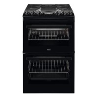 Refurbished AEG CGX1130ACB 55cm Double Oven Gas Cooker with Lid Black