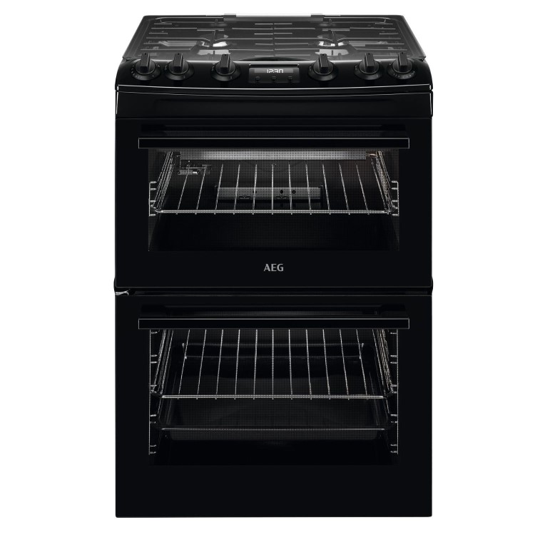 AEG 60cm Double Oven Gas Cooker with Lid - Black