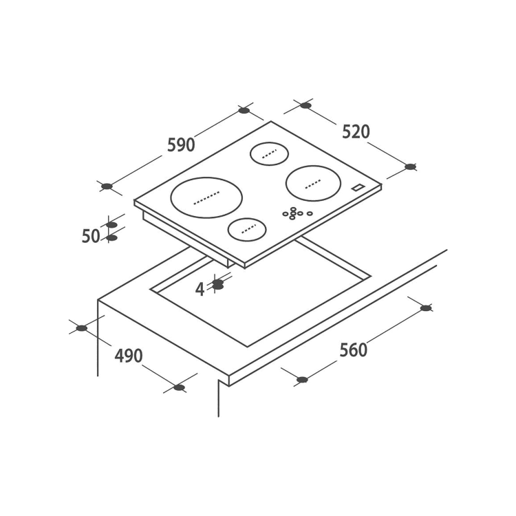 Candy 59cm 4 Zone Ceramic Hob