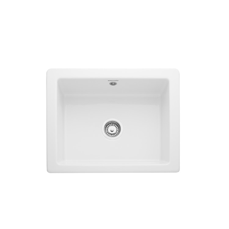 Rangemaster Hartland Single Bowl Undermount White Ceramic Kitchen Sink- 622mm x 494mm