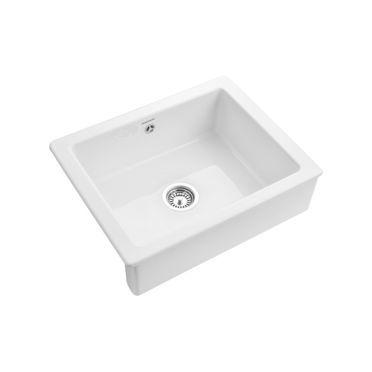 Rangemaster Hartland Single Bowl Undermount White Ceramic Kitchen Sink- 622mm x 494mm