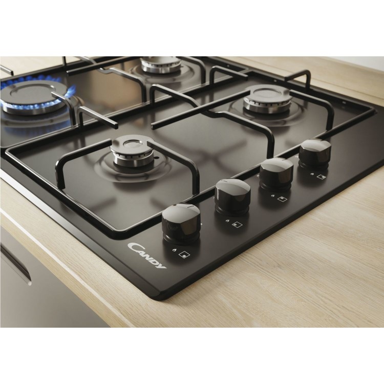 Candy 60cm 4 Burner Gas Hob - Black