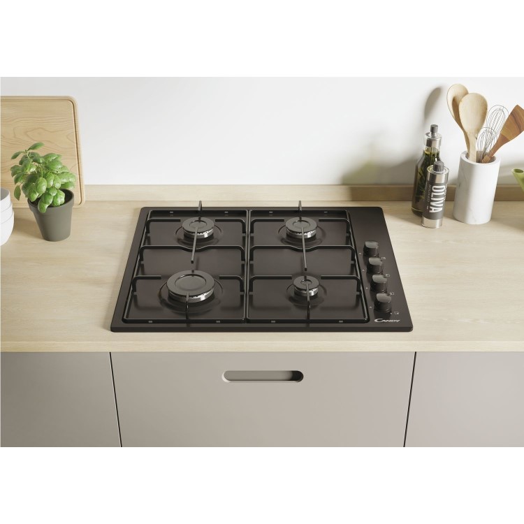 Candy 60cm 4 Burner Gas Hob - Black