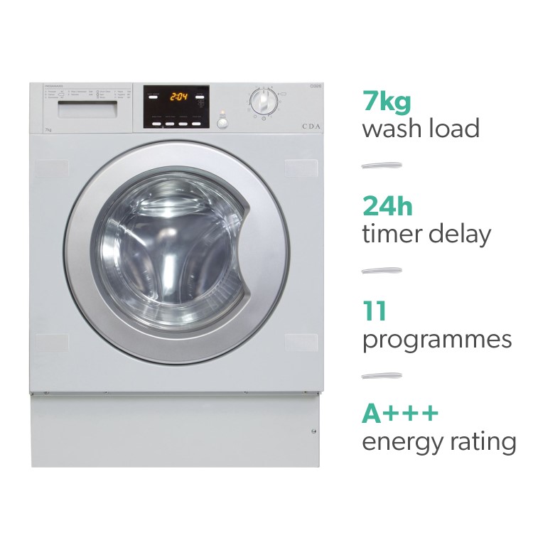 CDA 7kg 1200rpm Integrated Washing Machine - White