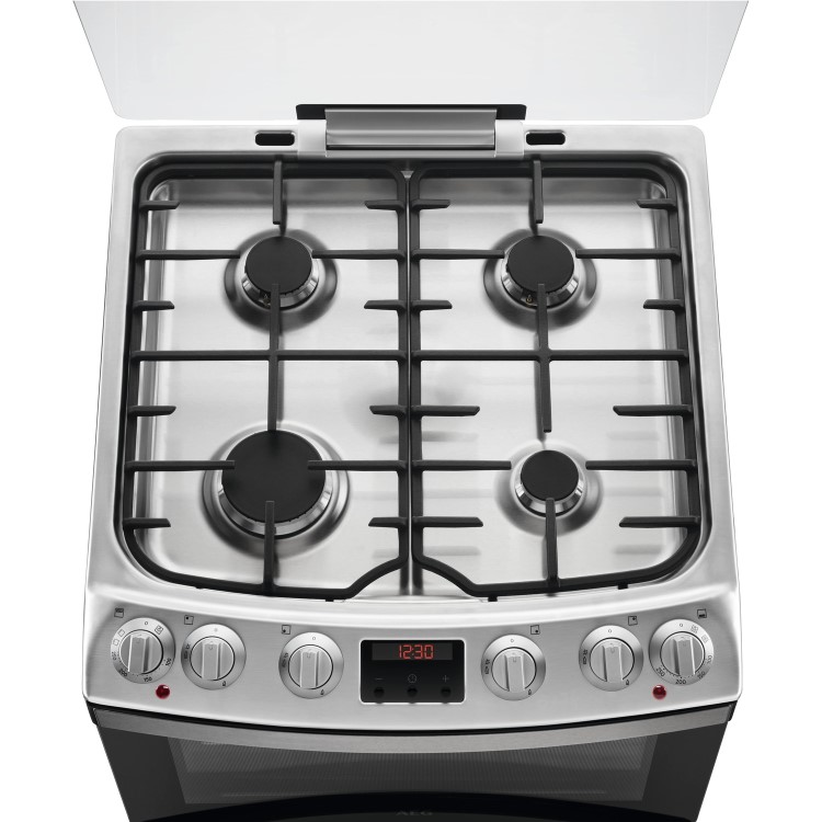 Refurbished AEG CKB6540ACM 60cm Dual Fuel Cooker with Glass Lid Stainless Steel