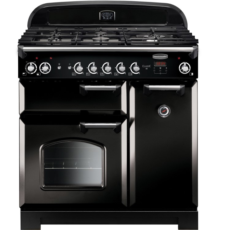 Rangemaster Classic 90cm Dual Fuel Range Cooker - Black