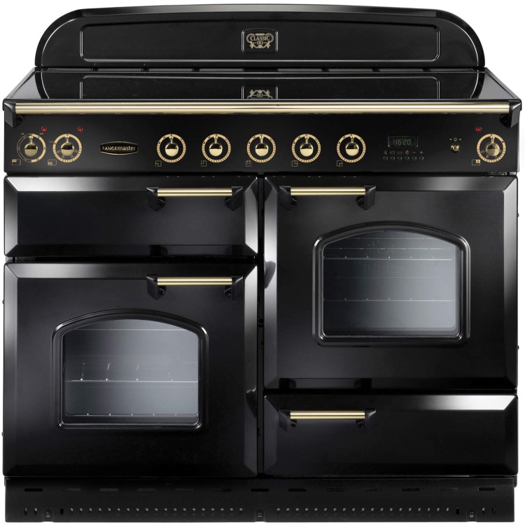 Rangemaster 87570 Classic 110cm Electric Range Cooker With Induction Hob - Black And Brass