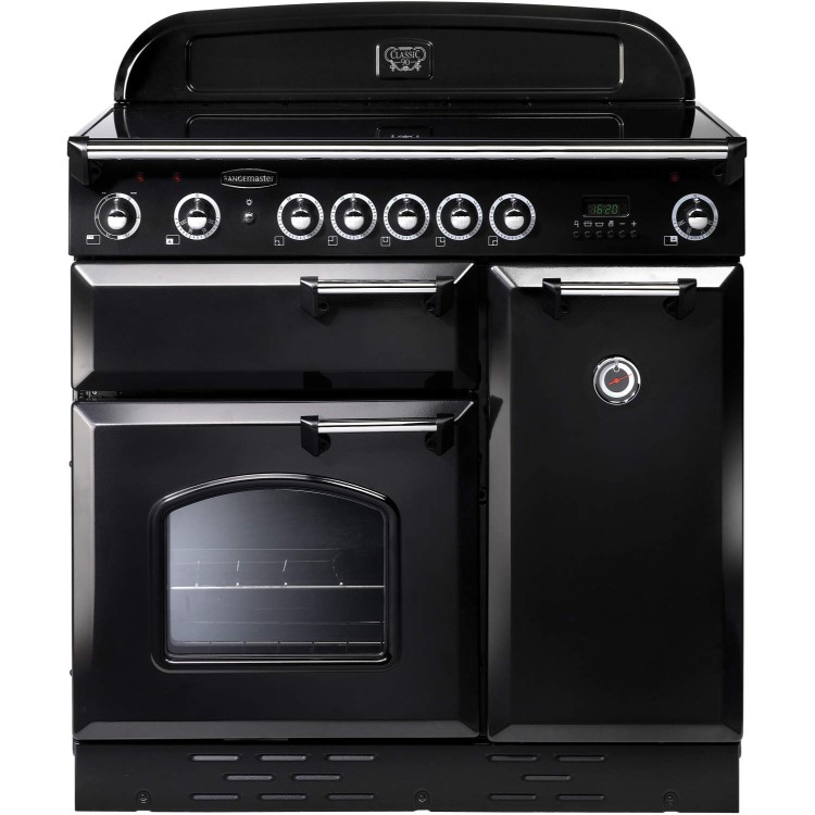 Rangemaster 87640 Classic 90cm Electric Range Cooker With Induction Hob - Black And Chrome