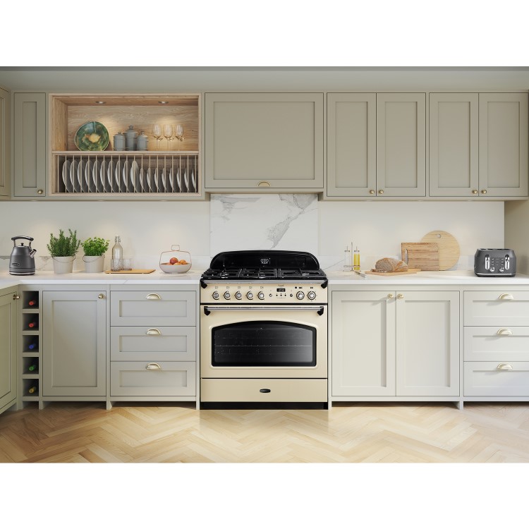 Refurbished Rangemaster Classic CLAS90FXDFFCRC 90cm Dual Fuel Range Cooker Cream & Chrome