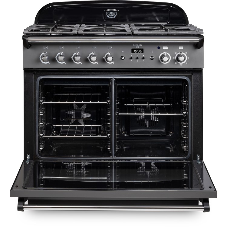 Rangemaster Classic 90cm Dual Fuel Cooker - Slate & Chrome