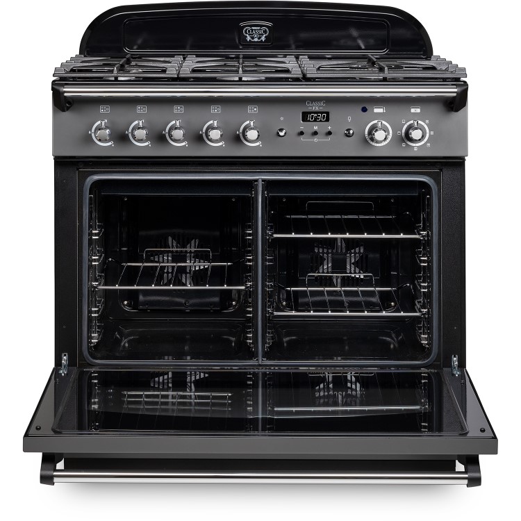 Rangemaster Classic 90cm Dual Fuel Cooker - Slate & Chrome