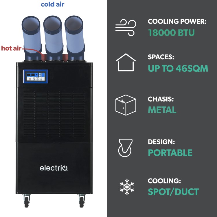 electriQ Heavy Duty 18000 BTU Portable Commercial Air Conditioner - Metal Body