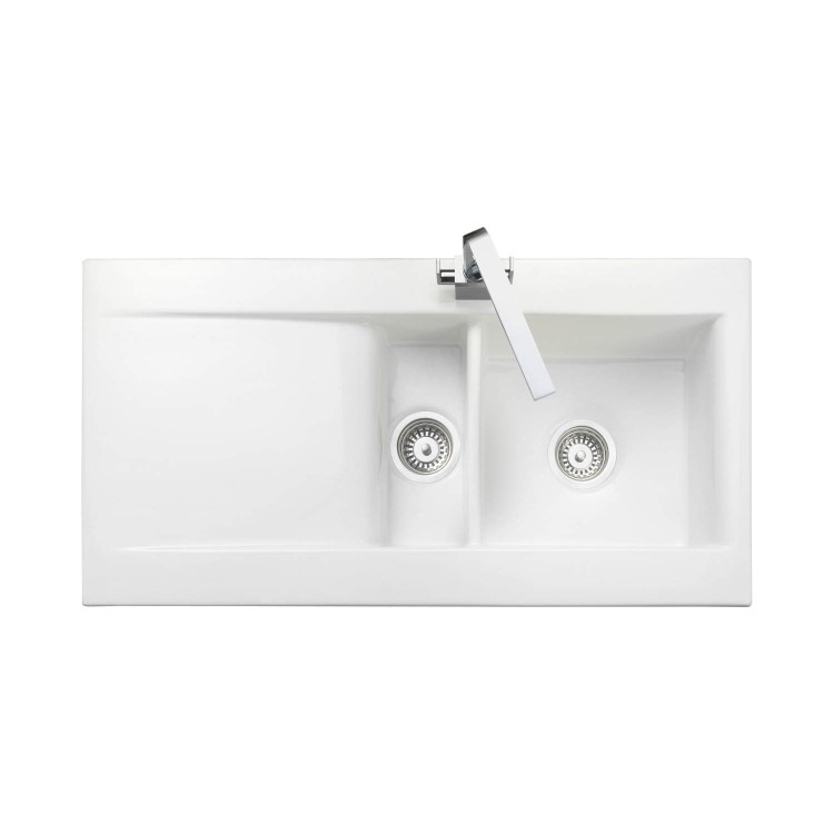 Rangemaster Nevada 1010x510 1.5 Bowl Reversible Ceramic Sink White