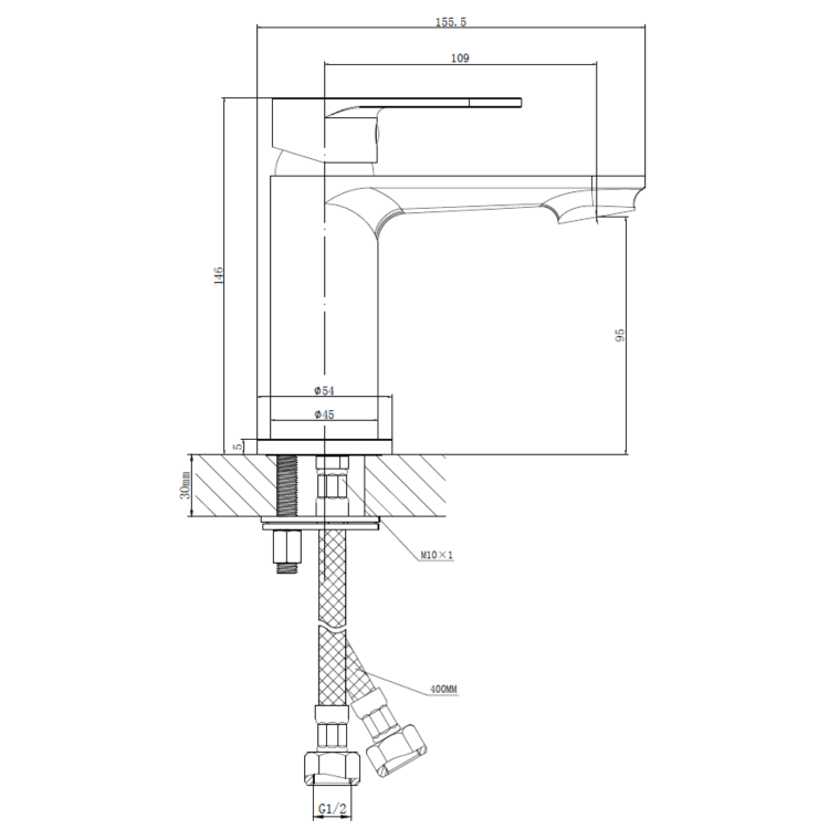 Black Mono Basin Mixer Tap With Waste - Como