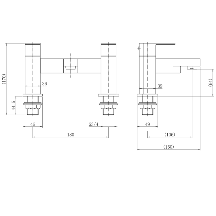 Black Bath Mixer Tap - Como