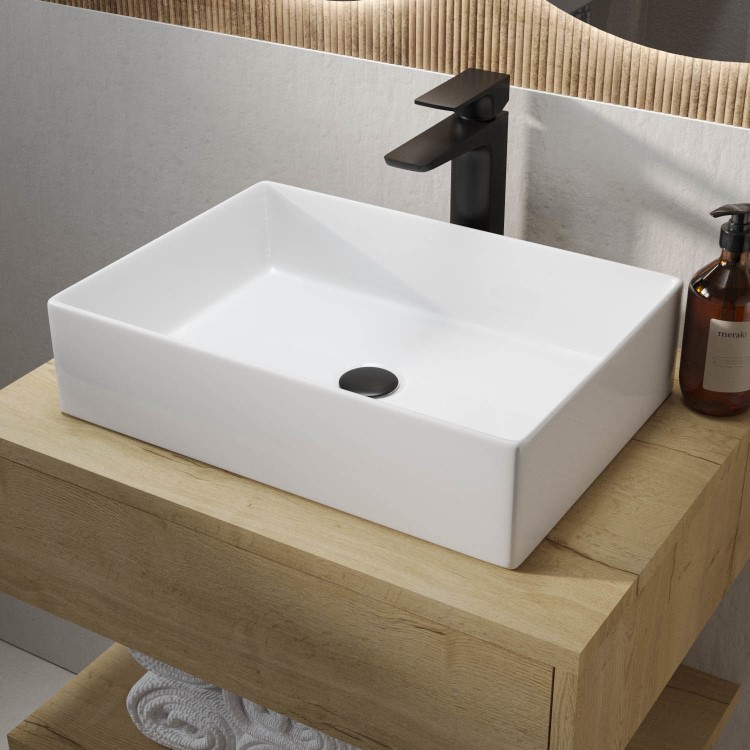 GRADE A1 - White Rectangular Countertop Basin 450mm - Corey