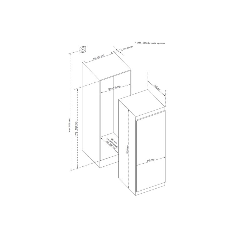 CDA 294 Litre Integrated In-column Larder Fridge