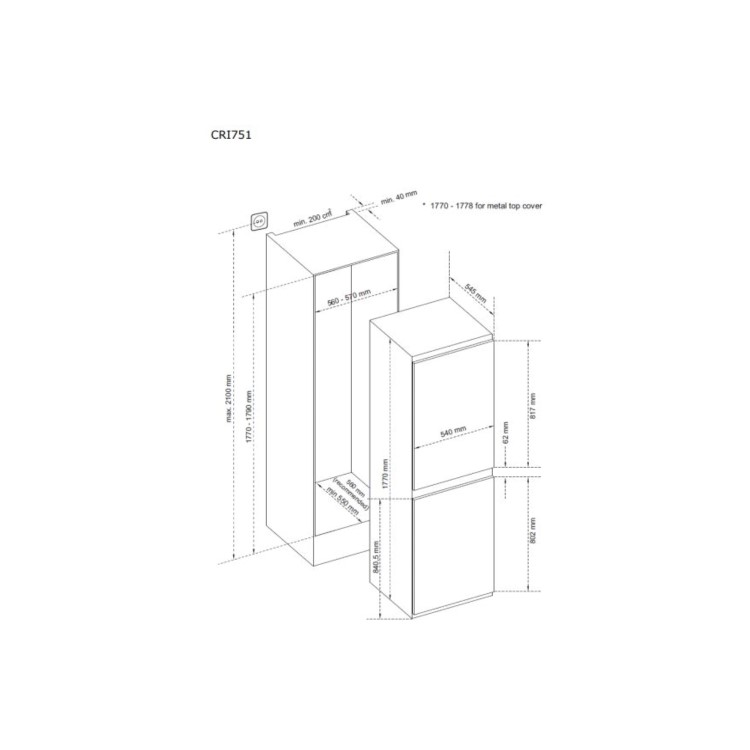 CDA 244 Litre 50/50  Integrated Fridge Freezer