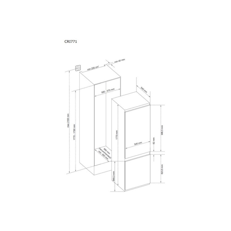 CDA 251 Litre 70/30 Integrated Fridge Freezer