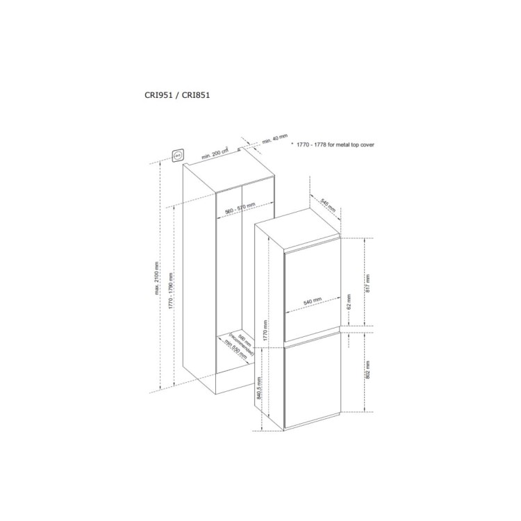 CDA 228 Litre 50/50 Integrated Fridge Freezer