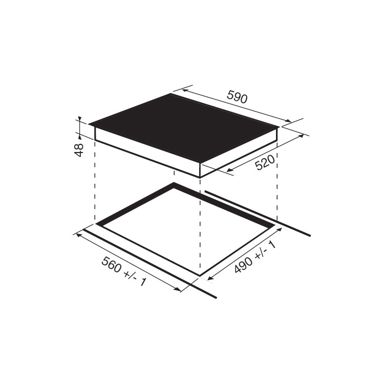 Hotpoint CRM641DC Frameless 60cm Ceramic Hob - Black