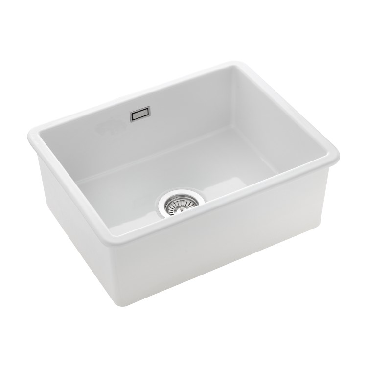 Rangemaster Rustique Single Bowl Undermount and Inset White Ceramic Kitchen Sink