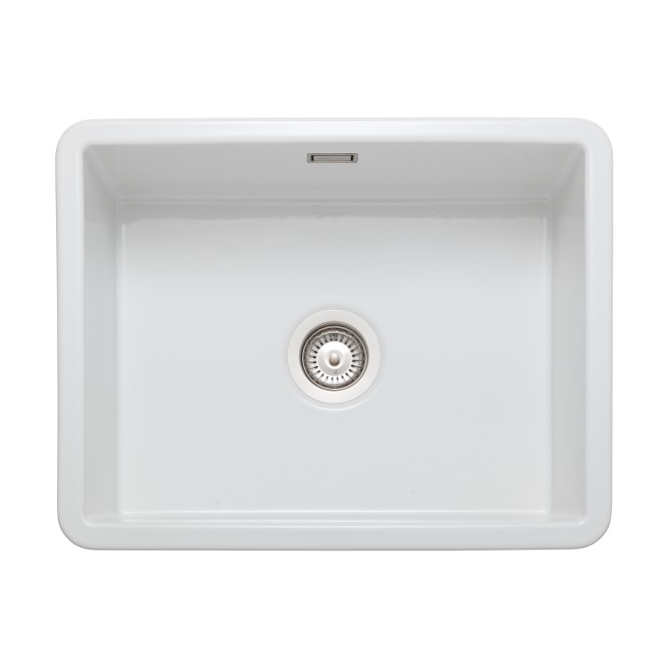 Rangemaster Rustique Single Bowl Undermount and Inset White Ceramic Kitchen Sink