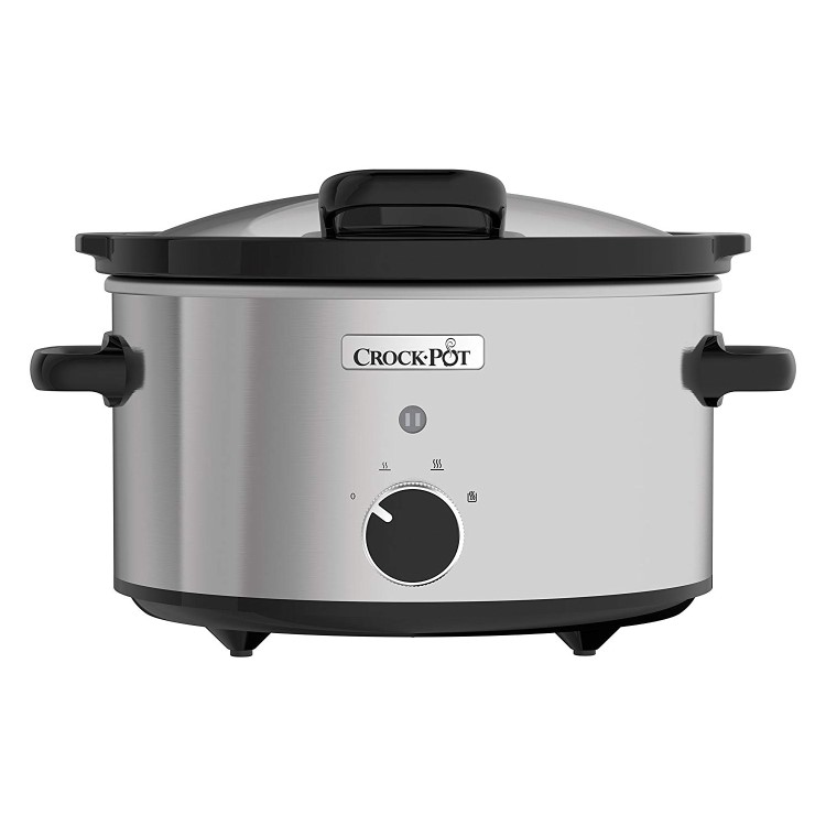 Crock Pot CSC044 3.5 Litre Slow Cooker With Hinged Lid - Stainless Steel