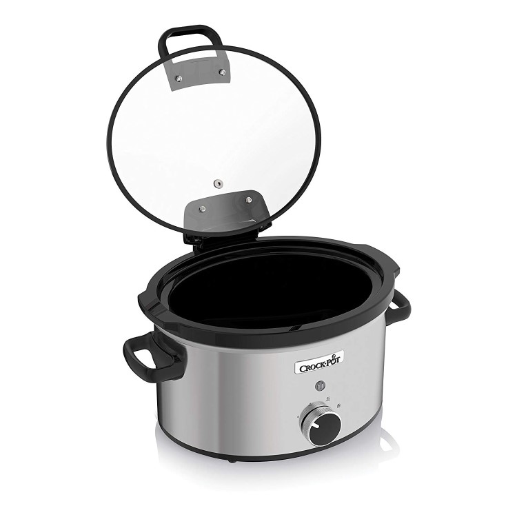 Crock Pot CSC044 3.5 Litre Slow Cooker With Hinged Lid - Stainless Steel