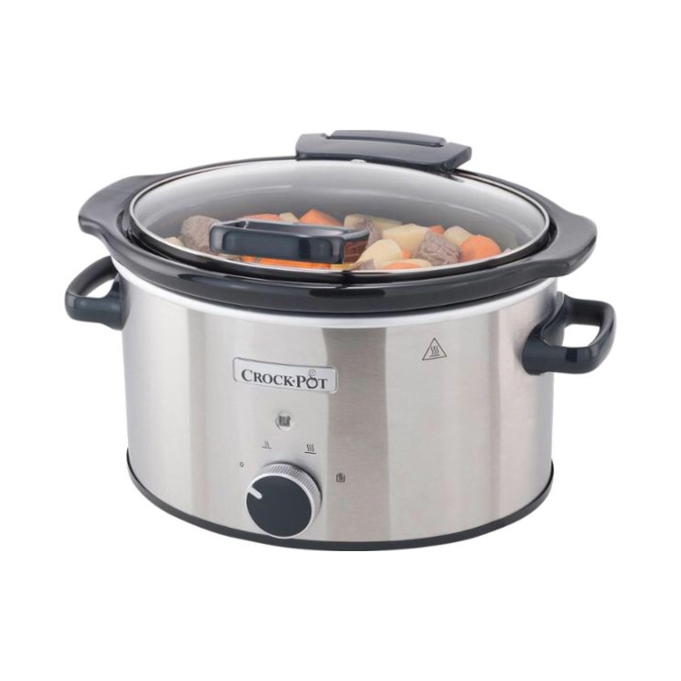 Crock Pot CSC044 3.5 Litre Slow Cooker With Hinged Lid - Stainless Steel