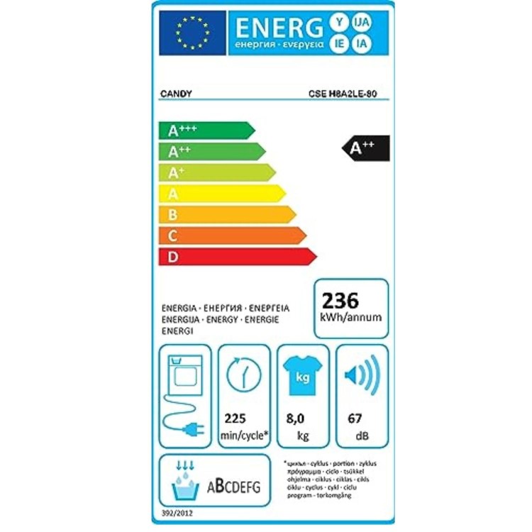 Refurbished Candy Smart CSEH8A2LE-80 Freestanding Heat Pump 8KG Tumble Dryer White